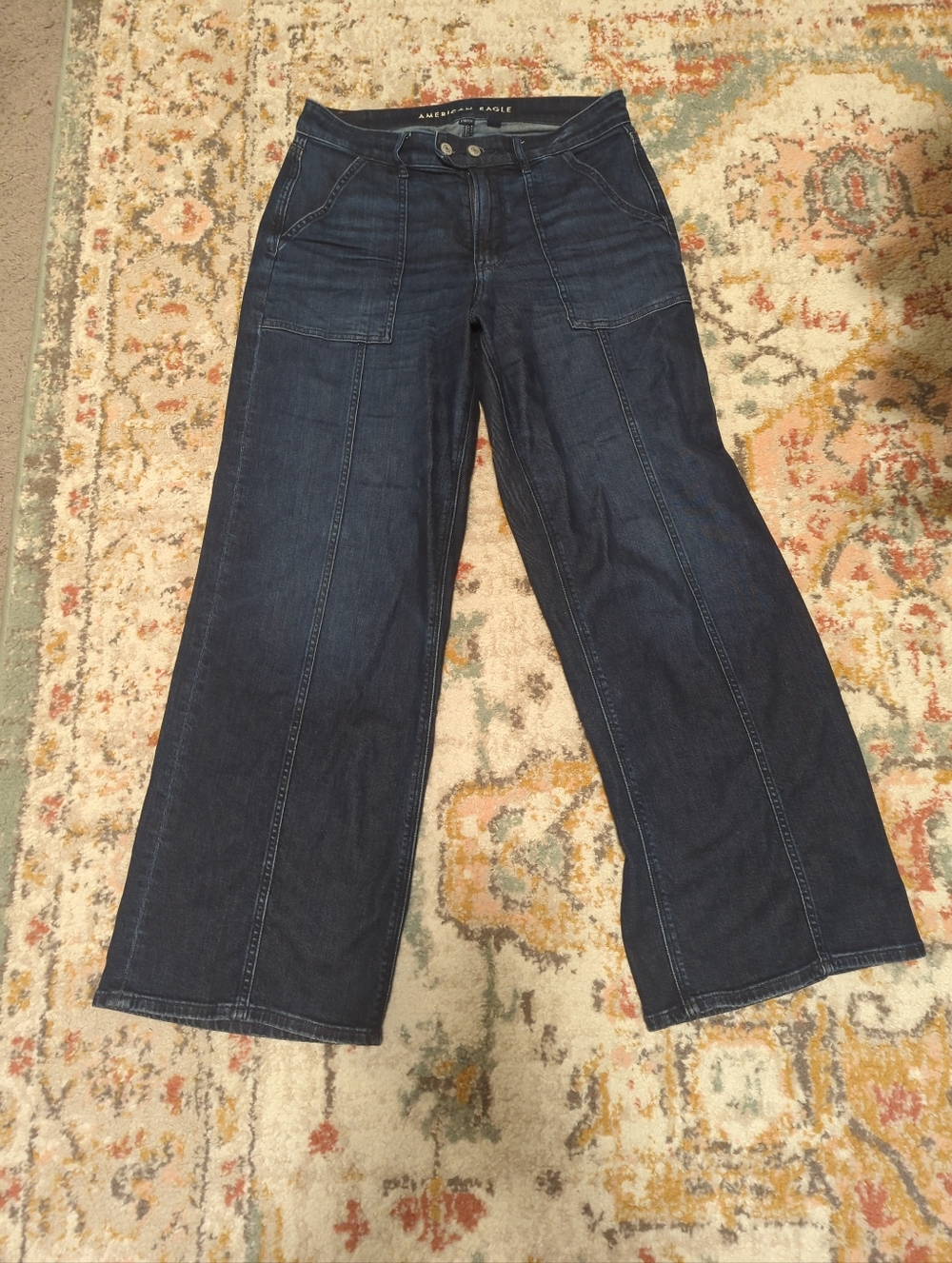 American Eagle Outfitters Dark Indigo Wide Leg Jeans